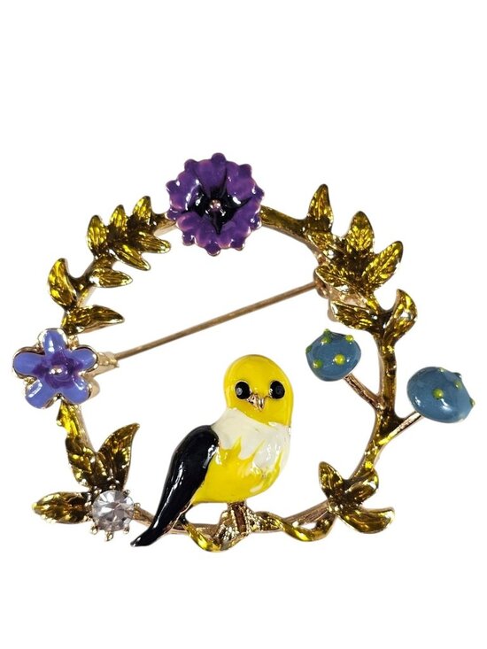 Betsey Johnson Jewelry - Betsey Johnson Lovely Flower & a Bird Crystal Brooch Pin Designer Cutie